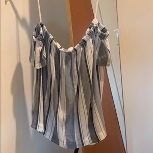 Off the shoulder stripped shirt